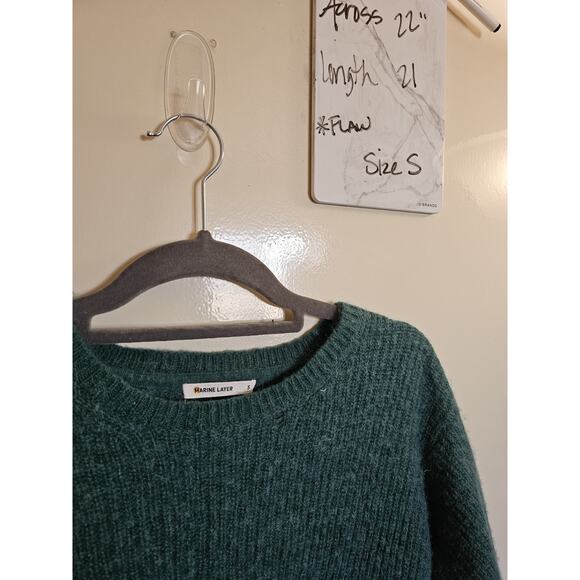 Marine Layer Sweater Green Wool Blend Crew Neck Knit Pullover Small **FLAW** - Picture 9 of 9